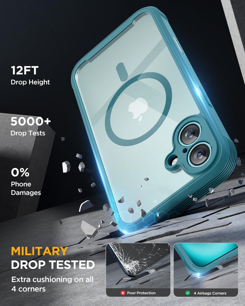 Miracase Magnetic for iPhone 16 Plus Case Full-Body Phone with Built-in Glass Screen Protector, [Compatible with MagSafe] Military Drop Proof 16 Plus Cover Bumper 6.7 inch, Green - Image 4