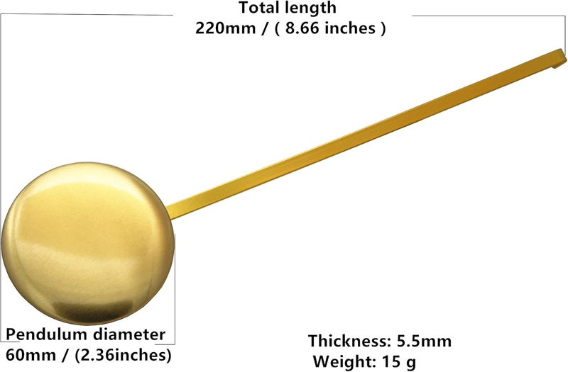 TIKROUND Original Youngtown 12888 Pendulum Clock Movement with 3 Sets of Hands 20 mm（ 4/5 inch Shaft Length 11.7 mm (9/20 inch) Thread Length. - Image 3