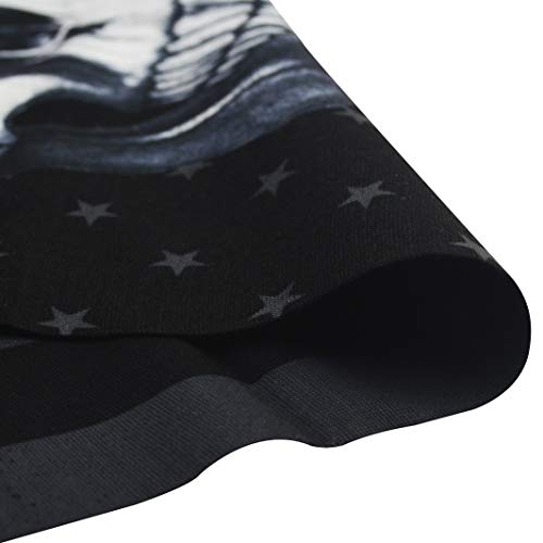 Obacle Skull Face Mask Sun UV Dust Wind Protection Tube Mask Seamless Bandana Skeleton Face Mask for Men Women Bike Riding Motorcycle Cycling Biker Outdoor Festival (Black Gray Skull White Face Flag) - Image 4