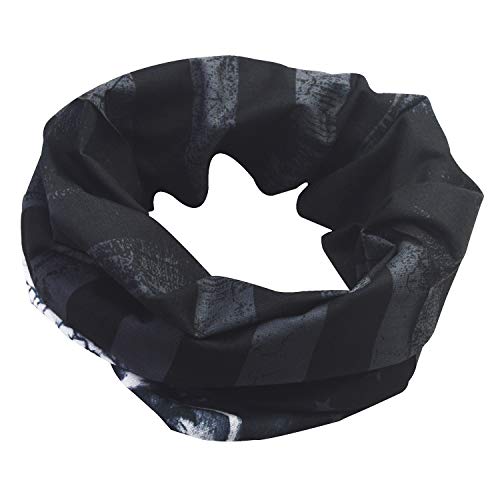 Obacle Skull Face Mask Sun UV Dust Wind Protection Tube Mask Seamless Bandana Skeleton Face Mask for Men Women Bike Riding Motorcycle Cycling Biker Outdoor Festival (Black Gray Skull White Face Flag) - Image 5
