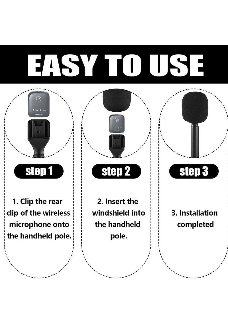 ELTRAZONE - Microphone Handheld Adapter Wireless Interview Lavalier Mic Adapter for DJI Mic 1/2, Rode Wireless GO II, Hollyland Lark, Synco G1 – Microphone Grip with Wind Protection for Osmo Pocket – Ideal for Professional Audio Recording & Interviews - Image 1