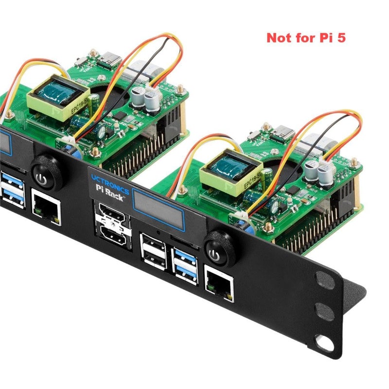 UCTRONICS Ultimate Rack with PoE Functionality for Raspberry Pi 4, 19" 1U Rackmount with PoE HAT, All IO on One Side, OLED Display, Power Switch, and Cooling Fan - Image 2