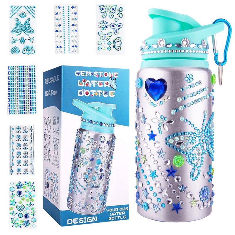 Zanzike Easter Gifts for Kids Decorate Your Own Water Bottles with Gem Art Stickers Crafts for Kids Ages 48 Gifts for Girls 1012 Years Old 9 Year Old Girl Birthday Grad Easter Gift Ideas for Kid Blue - Image 2