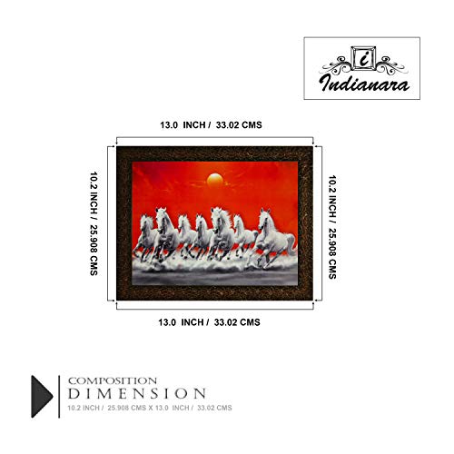 Indianara Vastu Seven Running Horses Painting -Synthetic Wood, 27x30.5x1cm, Multicolour - Image 2