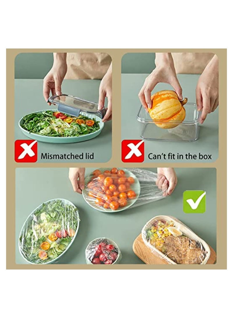 200 Pcs Fresh Keeping Bags Elastic Plastic Food Storage Covers Pe Cling Film Food Cover Used For Fruit Preservation And Food Bag Storage Bags Clear  - Image 2