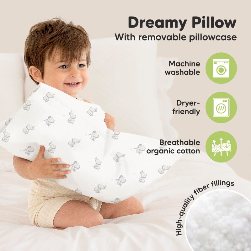 KeaBabies Toddler Pillow with Pillowcase - 13x18 My Little Dreamy Kids Travel Bed Pillows for Sleeping, Organic Cotton Small Pillowcase, Soft & Breathable, Machine Washable, Toddlers 2-5 years old (Elly) - Image 4