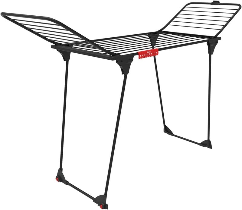 Vileda King Ultimate Clothes Airer, Black Edition, XXL Lines for Less Wrinkles, Drying Length: 20 m, Small Parts Holder, Stable and Robust, Easy Transport Thanks to Safety and Wheels, Eco Pack - Image 1