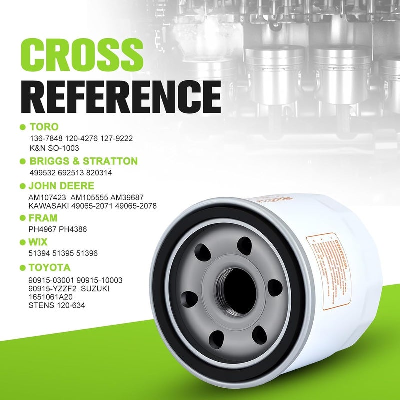 Harbot 120-4276 136-7848 Oil Filter with Fuel Filter for Toro V-Twin Engine Timecutter SS5000 ZS SW SS MX SWX HD Zero Turn Mower 127-9222 Oil Filter - Image 2
