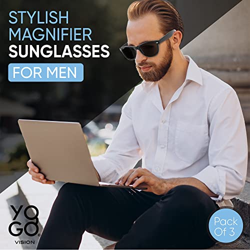 Yogo Vision Reader Sunglasses for Women and Men UV400 Tinted Reading Sunglasses 3Pk 00 Black Brown Havana Black Out Transparent Clear Inner 2 - Image 5