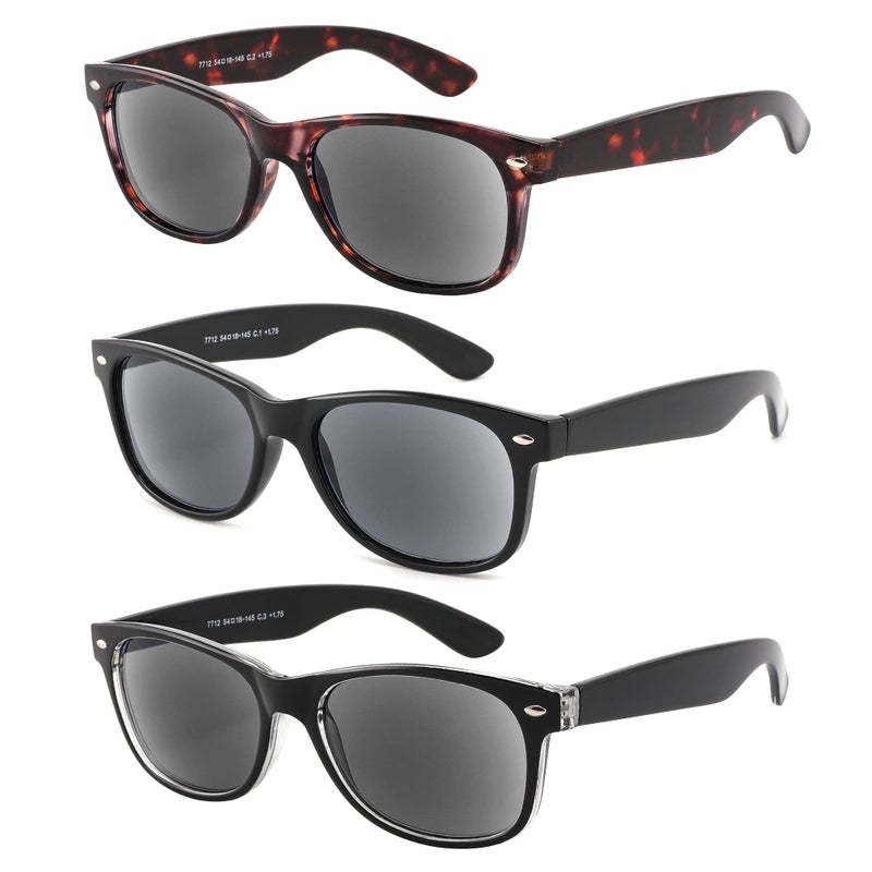 Yogo Vision Reader Sunglasses for Women and Men UV400 Tinted Reading Sunglasses 3Pk 00 Black Brown Havana Black Out Transparent Clear Inner 2 - Image 3