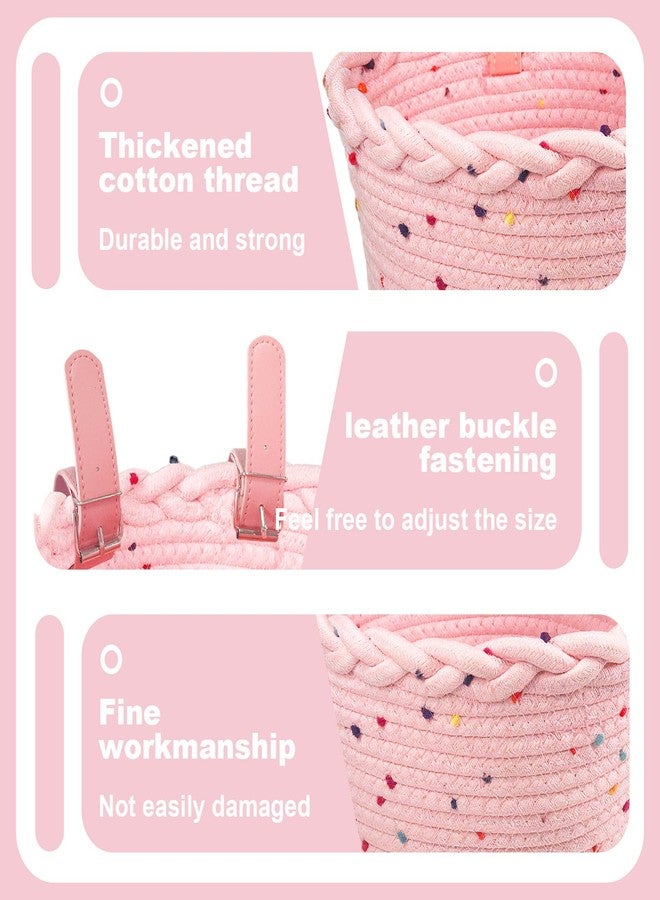 Relwears Kids Bike Basket Rope Woven Front Bicycle Basket for Boys Girls Kids Front Handlebar Basket for Scooter,Balance Bikes Cute Bike Basket with Colored Spots - Image 3
