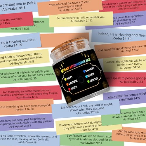 Ambercalm Quran Verses Jar,Islamic Gifts for Women Men Quran In English Translation,Islamic Decor,Muslim Gift,Ramadan Decorations for Home,Eid Gift,Quran Affirmation verses,Hope & Prayer Jar - Image 4