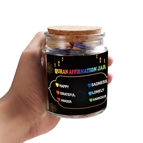 Ambercalm Quran Verses Jar,Islamic Gifts for Women Men Quran In English Translation,Islamic Decor,Muslim Gift,Ramadan Decorations for Home,Eid Gift,Quran Affirmation verses,Hope & Prayer Jar - Image 1