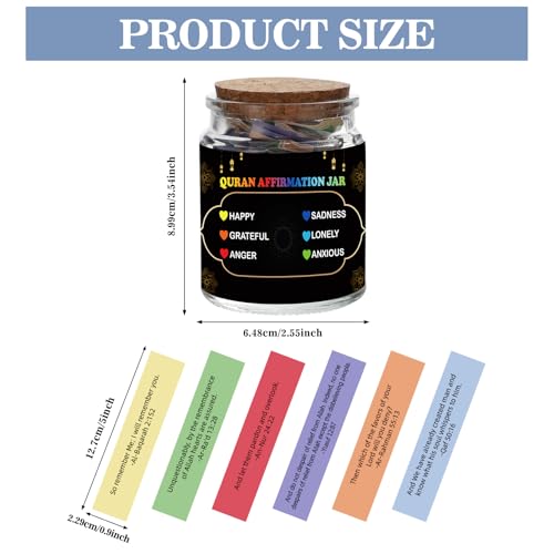 Ambercalm Quran Verses Jar,Islamic Gifts for Women Men Quran In English Translation,Islamic Decor,Muslim Gift,Ramadan Decorations for Home,Eid Gift,Quran Affirmation verses,Hope & Prayer Jar - Image 2