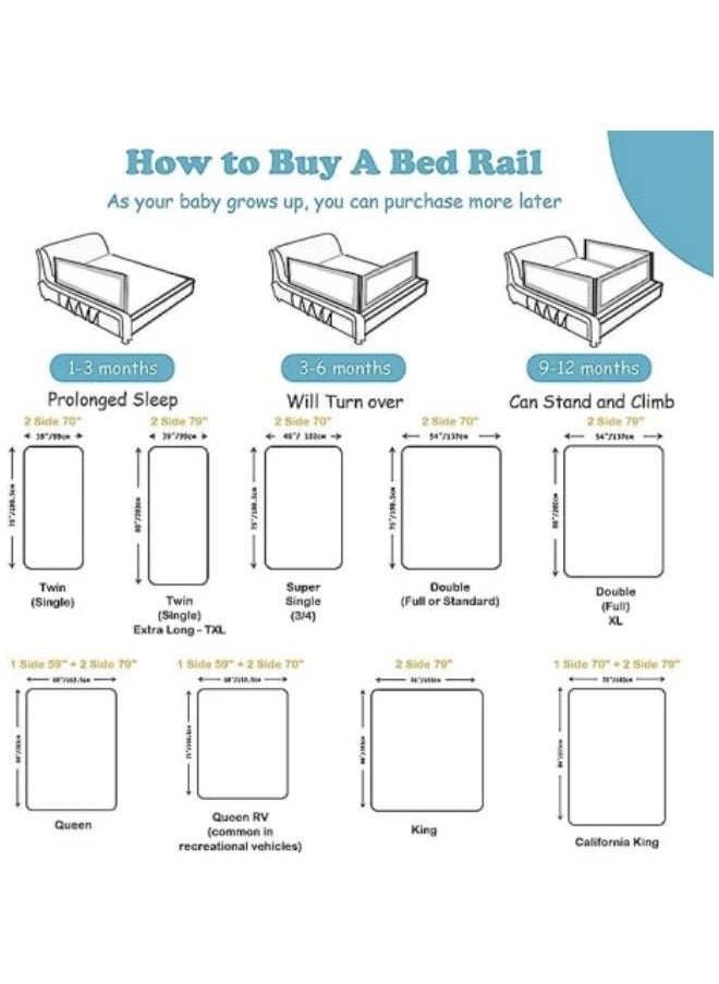 Tall Toddler Bed Guard Rails, Height Adjustable Safety Bed Guardrail for Infants