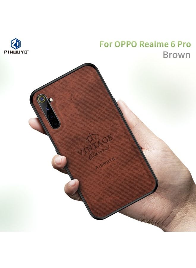 HuHa Case Cover For Realme 6 Pro PINWUYO Zun Series PC + TPU + Skin Waterproof And Anti-fall All-inclusive Protective Shell Brown 