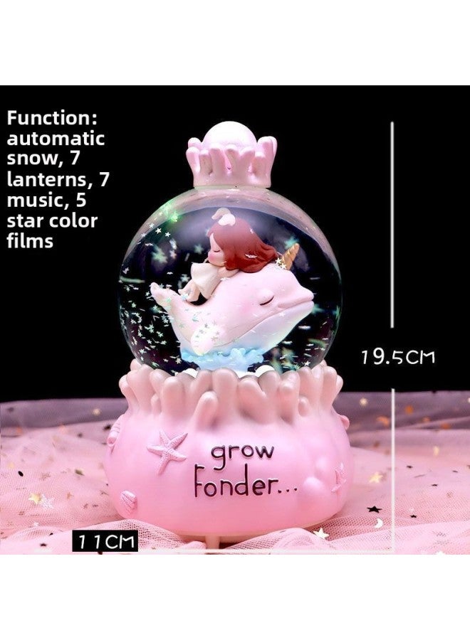 Mermaid Carriage Crystal Ball Music Box Rotating Hair Ocean Wind Room Ornaments Advanced-Color:59 Large Size A 【automatic Snow】-Size:Luxurious Packaging + Greeting Card + Handbag 【written Greeting C - Image 1