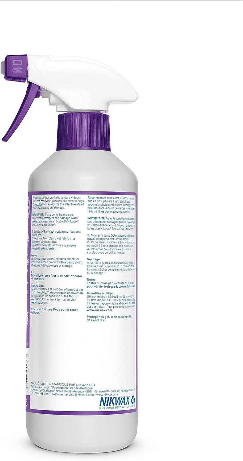 Nikwax Tent & Gear Solarproof - 500ml Spray Waterproofing and UV Protector for Tents, Packs, and Outdoor Covers - Image 2