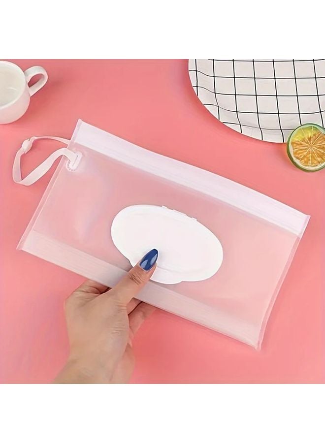 حقيبة مناديل مبللة قابلة لإعادة الاستخدام بيضاء محمولة بمقبض مريح وشكل شفاف منظّم - Image 3