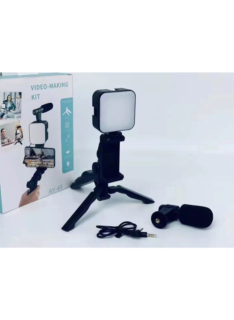 Generic - Smartphone Vlogging Kit With Tripod Stand Black - Image 1