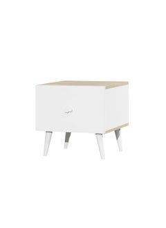 DANUBE HOME Lur 1 Drawer Night Stand Elegant Bedside Table End Table Side Table Nightstand For Bedroom Living Room Storage - White & Sonoma Oak  - Image 4