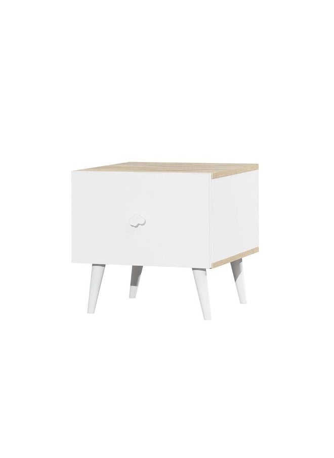 DANUBE HOME Lur 1 Drawer Night Stand Elegant Bedside Table End Table Side Table Nightstand For Bedroom Living Room Storage - White & Sonoma Oak  - Image 4