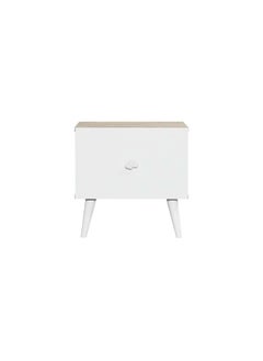 DANUBE HOME Lur 1 Drawer Night Stand Elegant Bedside Table End Table Side Table Nightstand For Bedroom Living Room Storage - White & Sonoma Oak  - Image 3