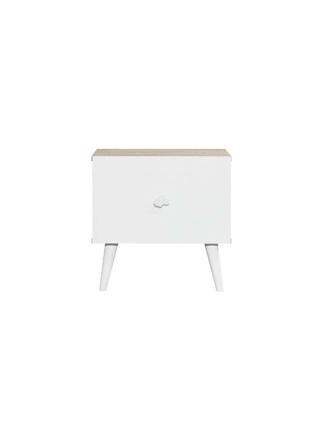 DANUBE HOME Lur 1 Drawer Night Stand Elegant Bedside Table End Table Side Table Nightstand For Bedroom Living Room Storage - White & Sonoma Oak  - Image 3