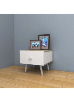 DANUBE HOME Lur 1 Drawer Night Stand Elegant Bedside Table End Table Side Table Nightstand For Bedroom Living Room Storage - White & Sonoma Oak  - Image 5