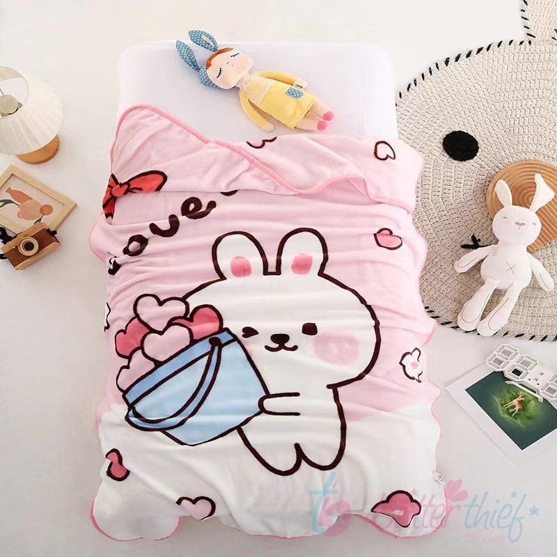 Butterthief Light Weight Cartoon Printed Blanket 100 x140 cm, 0-5 Years Soft Flannel for All Seasons Reversible Baby Blanket for Kids Toddlers New Born Boys & Girls - Image 1