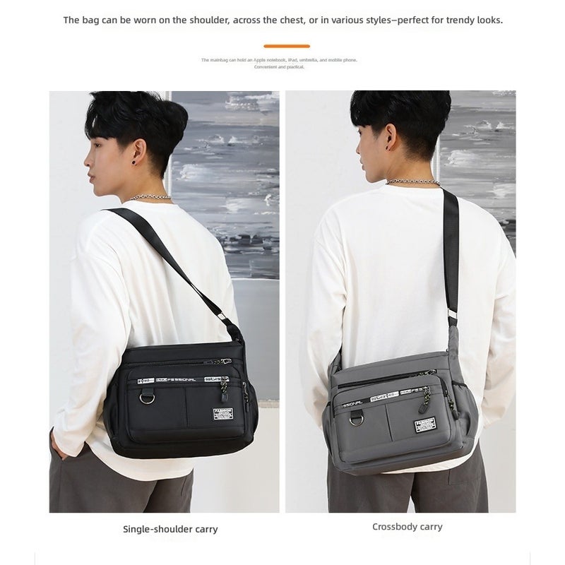 SHENGAO Men's Large Capacity Crossbody Bag - Waterproof, Durable, Multi-Pocket for Business Commute - Image 4