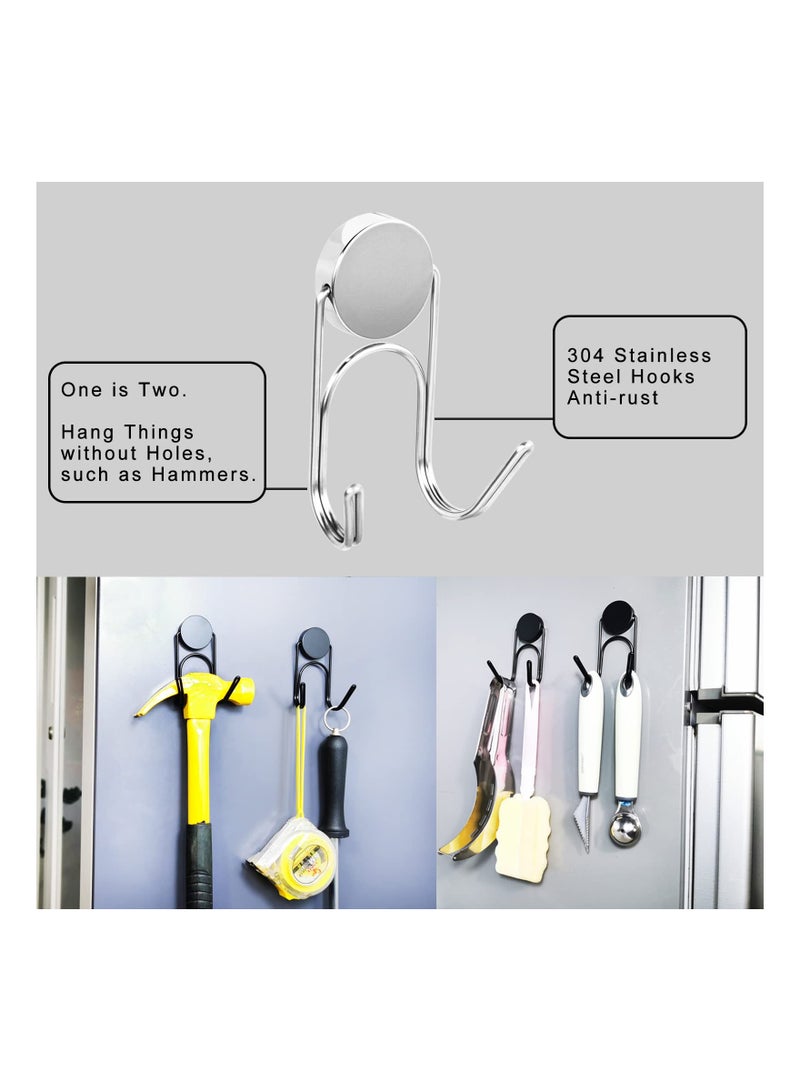 SOLARAE U Shape Strong Magnetic Hooks, Heavy Duty 304 Stainless Steel Hooks, Hanging Hooks for Indoor Outdoor Hanging, Refrigerator, Grill, Kitchen (4 Pcs - 1.0in-2 40Lbs) - Image 4