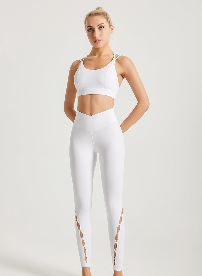 Loquat Women Quick Dry Breathable Yoga Leggings White  - Image 1