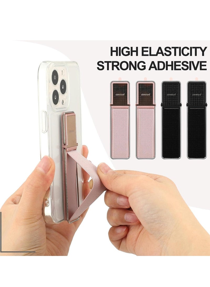 SYOSI 4 Pieces Strap Telescopic Phone Kickstand Elastic Finger Holer Hand Strap Adhesive Loop for Phone Grip with Stand Compatible with Most Smartphones - Image 2