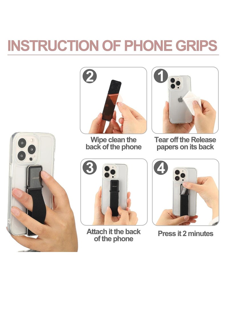 SYOSI 4 Pieces Strap Telescopic Phone Kickstand Elastic Finger Holer Hand Strap Adhesive Loop for Phone Grip with Stand Compatible with Most Smartphones - Image 4
