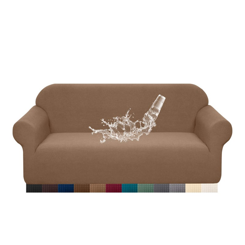 Granbest Premium Waterproof Sofa Cover High Stretch Couch Slipcover Super Soft Fabric Couch Cover Camel Medium - Image 2