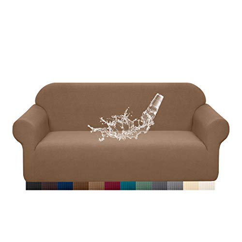 Granbest Premium Waterproof Sofa Cover High Stretch Couch Slipcover Super Soft Fabric Couch Cover Camel Medium - Image 1