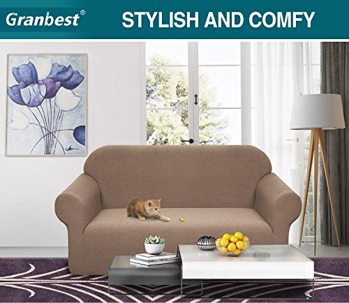 Granbest Premium Waterproof Sofa Cover High Stretch Couch Slipcover Super Soft Fabric Couch Cover Camel Medium - Image 3