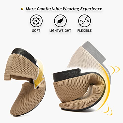BABUDOG Women's Sparkly Flats Shoes Shiny Mesh Loafers Shoes Soft Memory Foam Flats(Beige.US6) - Image 3