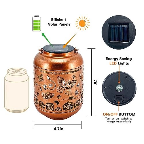 TIGGSY Butterfly Solar Lanterns Outdoor Waterproof Hanging Solar Lights Butterfly Gifts for Women Men Metal Decorative LED Butterflies Lanterns for Yard, Patio, Lawn, Tabletop, Landscape Pathway Garden Decor - Image 5