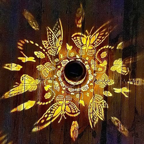 TIGGSY Butterfly Solar Lanterns Outdoor Waterproof Hanging Solar Lights Butterfly Gifts for Women Men Metal Decorative LED Butterflies Lanterns for Yard, Patio, Lawn, Tabletop, Landscape Pathway Garden Decor - Image 2