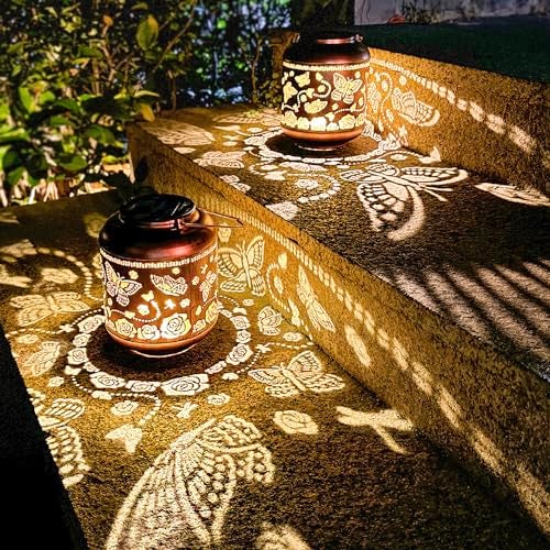 TIGGSY Butterfly Solar Lanterns Outdoor Waterproof Hanging Solar Lights Butterfly Gifts for Women Men Metal Decorative LED Butterflies Lanterns for Yard, Patio, Lawn, Tabletop, Landscape Pathway Garden Decor - Image 4
