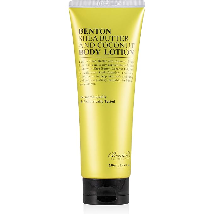 BENTON Shea Butter and Coconut Body Lotion (8.45 fl. oz.) - Dermatologically Tested Mild Body Lotion for Whole Family, Moisturizing & Nourishing Body Care for Rough and Senstive Itchy Skin - Image 1