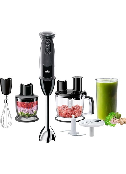 Multi Quick 5 1000W 21 Speeds 1.5L Food Processor Whisk 0.600L Beaker Splash Control Mq5285Bk Black