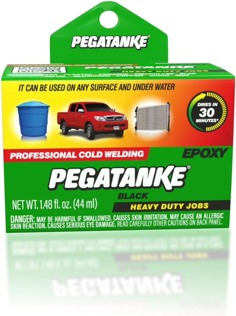 Pegatanke - Black 2 Part Epoxy Resin & Cold Weld Adhesive | High Strength Liquid Metal Glue for Fuel Tanks & General Repair | High Temperature Epoxy for Cold Welding Waterproof Bonds (1.48 oz) - Image 2