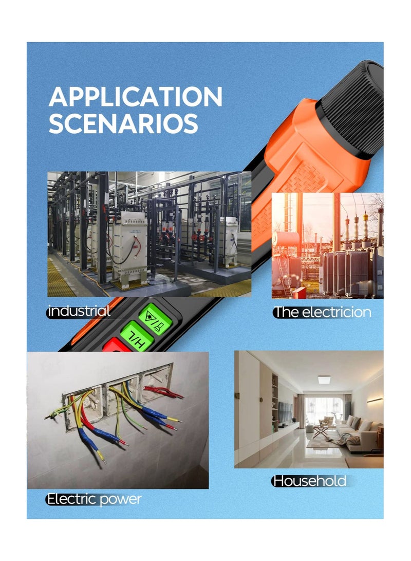 مقياس الفولتية غير المتصل مع جرس إنذار، مقياس أسلاك كهربائية مع نطاق AC 12V-1000V/48V-1000V مقياس كهربائي محمول للعثور على نقاط انقطاع الأسلاك مع ضوء فلاش، العثور على نقطة انقطاع الأسلاك - Image 5