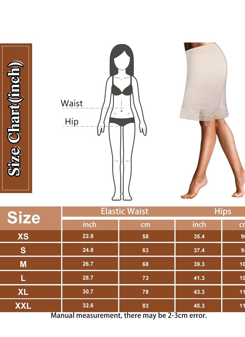 SYOSI - 3 Pcs Half Slip for Under Dress Slips Underskirt for Women Women's Anti-Static Nylon with Short Lace Trim Black White Nude Large M - Image 1
