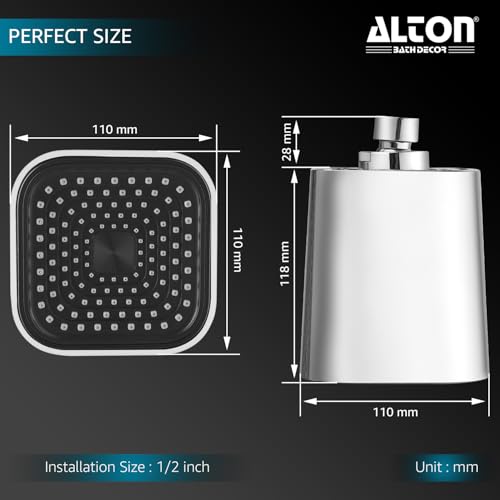 ALTON SHR22505, ABS, 4-INCH Square Single Flow Overhead Shower With Arm and Wall Flange - Image 2