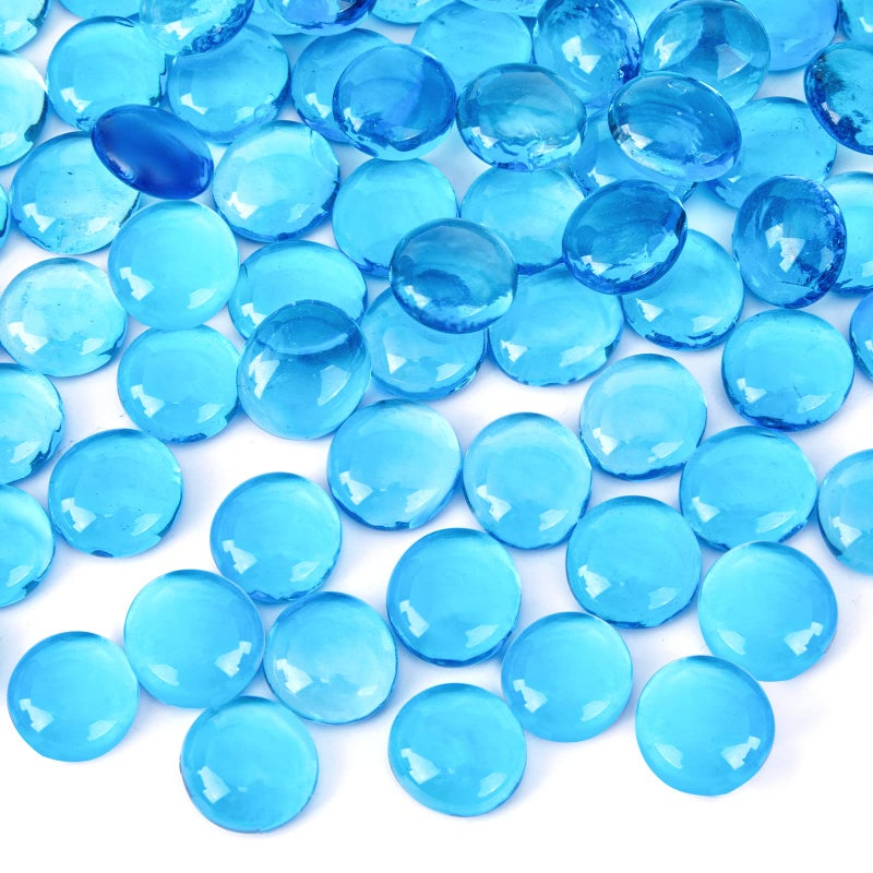فيوتشر بلس إكس 5 رطل من الكرات الزجاجية المسطحة 500 قطعة من الجواهر المسطحة الزرقاء حصى حوض السمك حشو الزهور زينة الطاولة