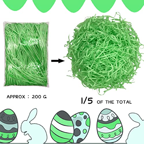 PEVOGON Green Easter Grass Filler Paper Shreds for Easter Basket Gift Packaging Filling Egg Stuffer Party Supplies Decoration 200G - Image 5